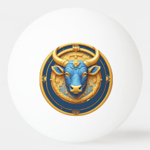 Stier Zodiac Stier Embleem Met Gouden Ring Pingpongballen