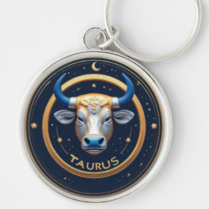 Stier Zodiac Stier Embleem Met Gouden Ring Sleutelhanger
