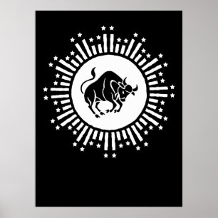 Stier Zodiac Symbool met Hemelse Starburst Poster