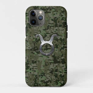 Stier Zodiac Symbool op Groene Camo iPhone 11 Pro Hoesje