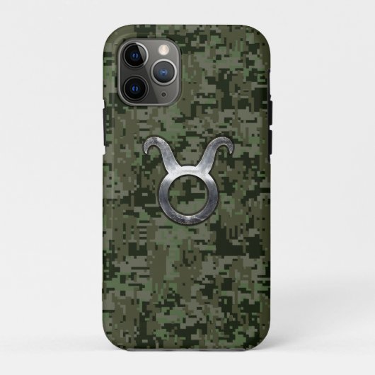Stier Zodiac Symbool op Groene Camo Case-Mate iPhone Case (Achterkant)