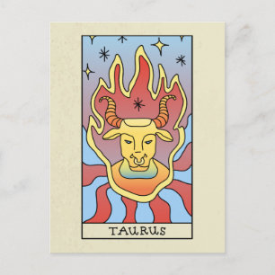 Stier Zodiac-teken Abstracte Kunst Vintage Briefkaart