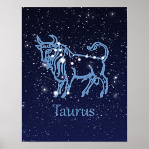 Stier Zodiac-teken en Sterrenbeeld Poster