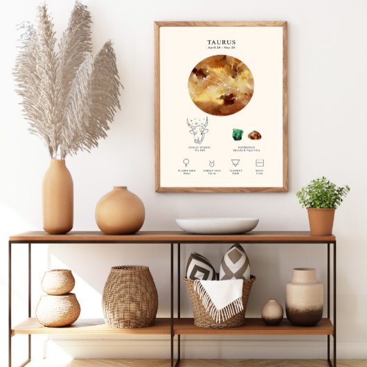 Stier Zodiac Teken met Birthstone Poster