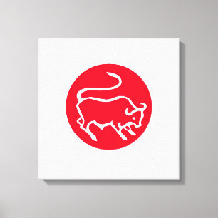 Stier Zodiac teken Moderne minimalistische vlakte Canvas Afdruk