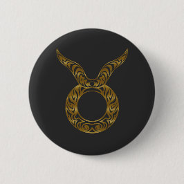Stier Zodiac - Tribal Gold Ronde Button 5,7 Cm