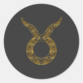 Stier Zodiac - Tribal Gold Ronde Sticker