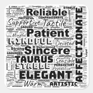 Stier Zodiac Word Cloud Inspiratie Vierkante Sticker