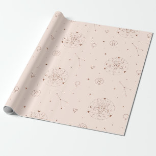 Stier Zodiacuspatroon in bruin en bordeauxrood Cadeaupapier