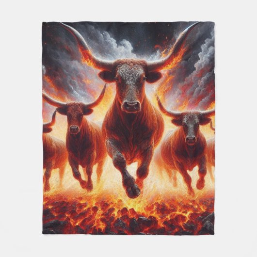 Stieren laden door een vurig landschap fleece deken (Voorkant)