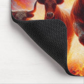 Stieren laden door een vurig landschap muismat (Hoek)