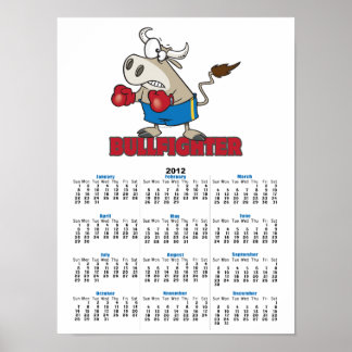 stierenvechter grappige bokser stier cartoon perso poster