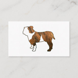 stierhond rode brindle en witte silhouet visitekaartje