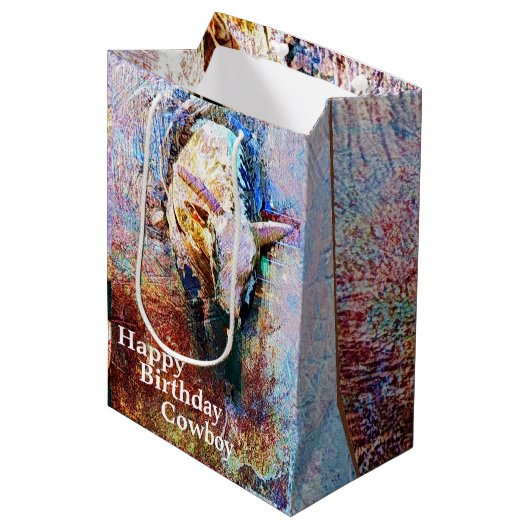 Stierrijden Rodeo Westerse Themafeest Medium Cadeauzakje (Voorkant Gekanteld)