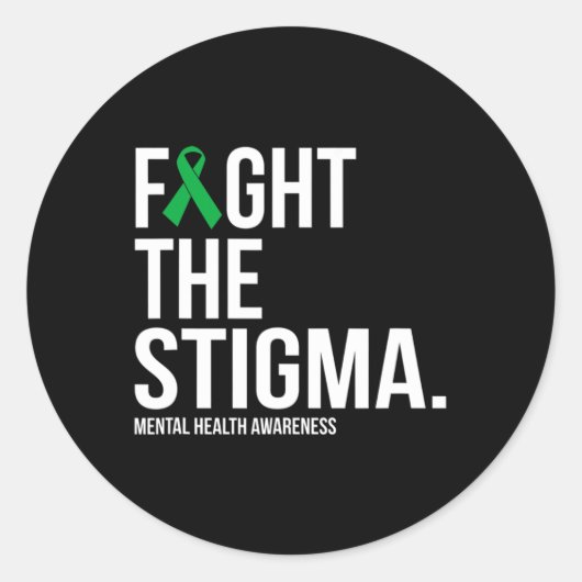Stigma Green Ribbon Mental Health Ronde Sticker (Voorkant)