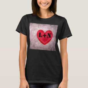 Stijfsgewassen Hart Monogram Personaliseer T-shirt