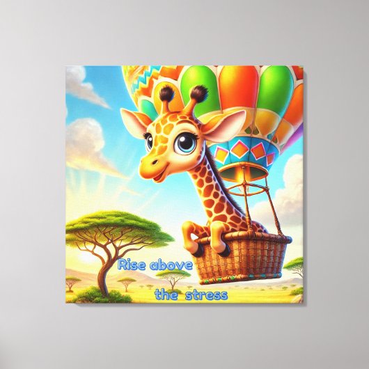 Stijg boven de stress - verheffende Giraffe Canvas Afdruk (Voorkant)