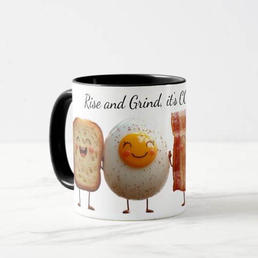 Stijg en Grind Tweekleurige koffie mok (Voorkant links)