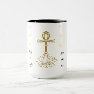Stijging in Licht – Ankh & Lotus Tweetalige Spirit Mok