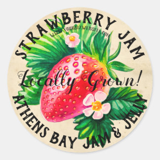 stijl aardbeienjam productlabel ronde sticker