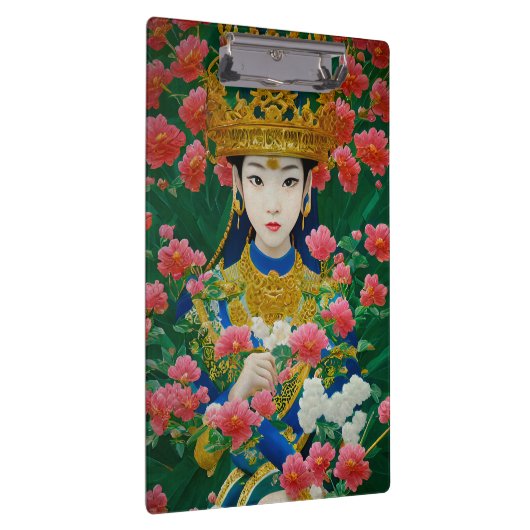 Stijl Abstract Aziatisch meisje met bloemen Klembord (Rechts)
