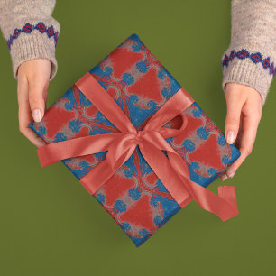  Stijl Abstracte Ster in Rood en Blauw Inpakpapier Vel