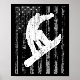 stijl Amerikaanse vlag T Shirt Snowboarding S Poster