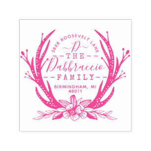 stijl Antler Horns Bloemen Adres Zelfinktende Stempel