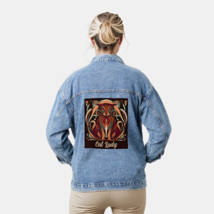  stijl Art Nouveau Cat Lady Denim Jacket