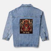 stijl Art Nouveau Cat Lady Denim Jacket (Achterkant)