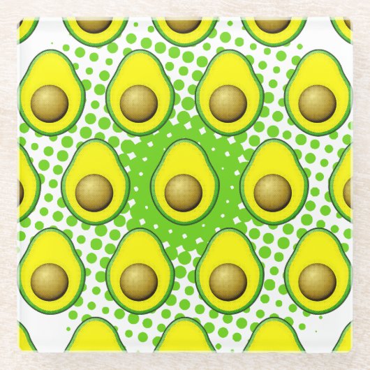  stijl Avocado tekening Glazen Onderzetter (Voorkant)