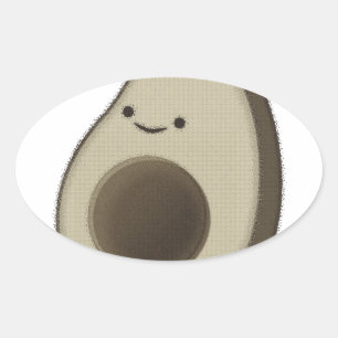 stijl Avocado tekening Ovale Sticker