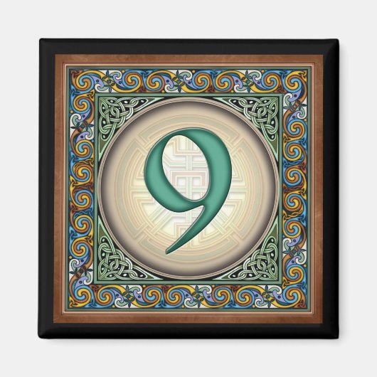 Stijl B, "9" - Keltische getallenmagneten Magneet (Voorkant)
