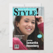 Stijl! Bat Mitzvah Magazine - Blauwgroen uitnodigi Kaart (Voorkant)