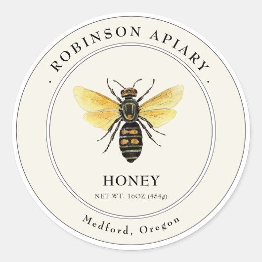  stijl Bee Honey Jar label (Voorkant)