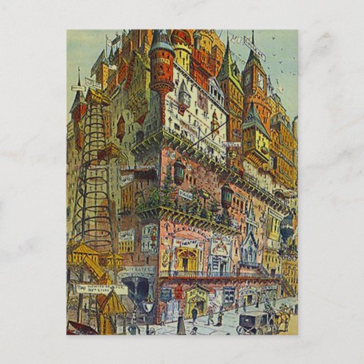  stijl Bezig BRIEFKAART van het Oude stadscentrum (Voorkant)