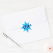 Stijl Blauwe Ster met Aangepaste Monogram Ronde Sticker (Envelop)
