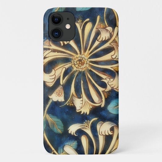 Stijl Blauwe Tan Bloemen Art Phone Case (Achterkant)