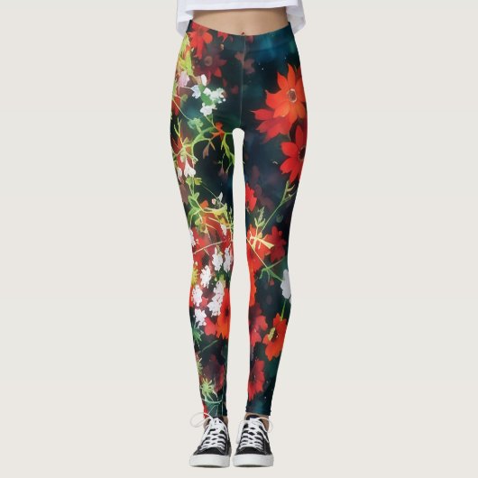 stijl Bloemen Art Leggings (Voorkant)