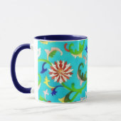  Stijl Bloemen Blauwgroen Kunst Mok Cup (Links)