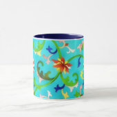  Stijl Bloemen Blauwgroen Kunst Mok Cup (Midden)