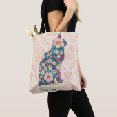 Stijl Bloemen Patroon Kat Canvas tas (Dichtbij)