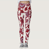  Stijl Bloemen Rood en Blauw Art Leggings (Voorkant)