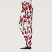  Stijl Bloemen Rood en Blauw Art Leggings (Links)