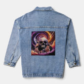  stijl Bloemen Schedel Denim Jacket (Achterkant)