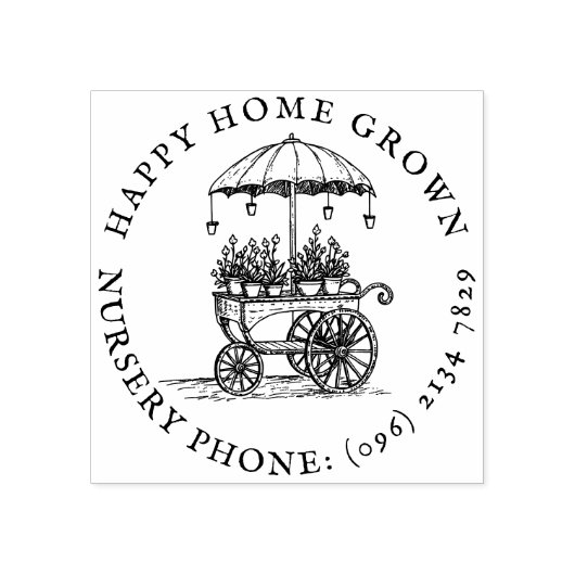 Stijl Bloemenkar Home Grown Planten Rubberstempel (Afrduk)