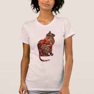 stijl bloemenpatroon Art Cat T-shirt
