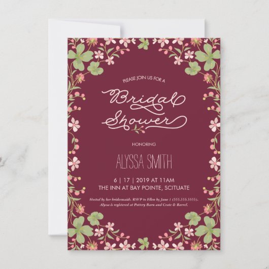 Stijl Bruids Douche Uitnodiging - Bloemen (Voorkant)