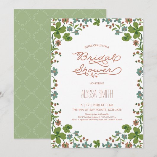 stijl bruids doucheuitnodiging - Floral Kaart (Voorkant / Achterkant)