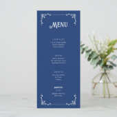stijl bruiloft event menu platte Kaart blauw (Staand voorkant)